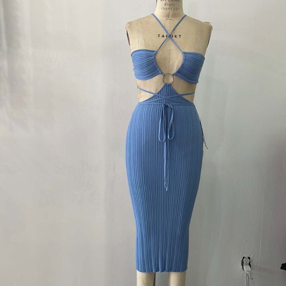 Cut Out Knit MIDI Dress